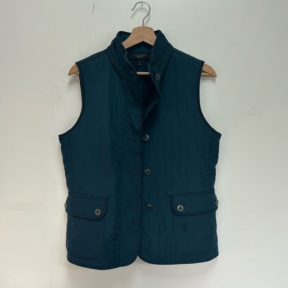 ✨Small Talbots Metallic Green/Blue Button Up Vest - Picture 2 of 8